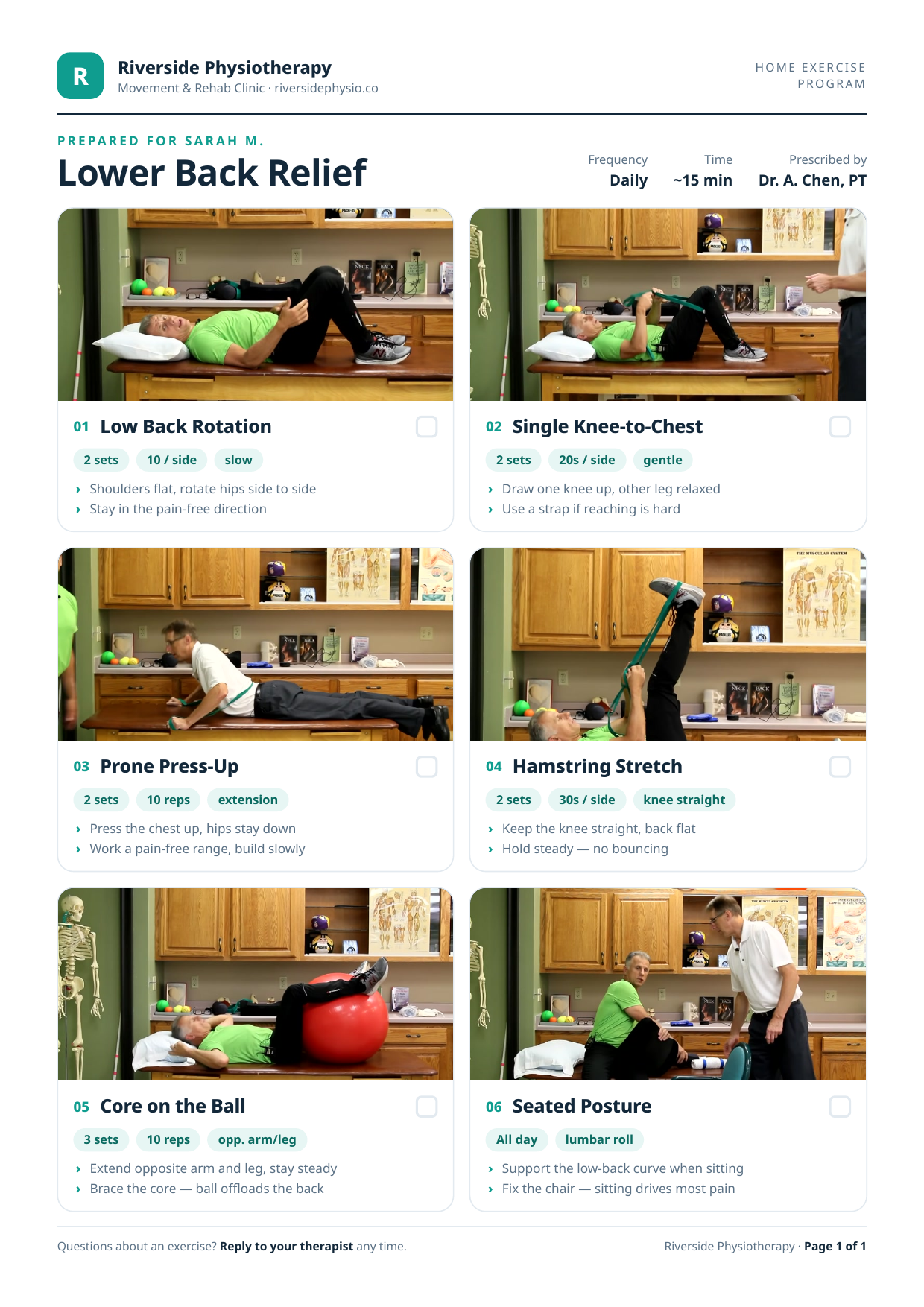 Sample branded home exercise program PDF